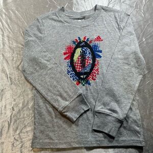Adidas 4T Toddler Long Sleeve Football Graphic Shirt Gray